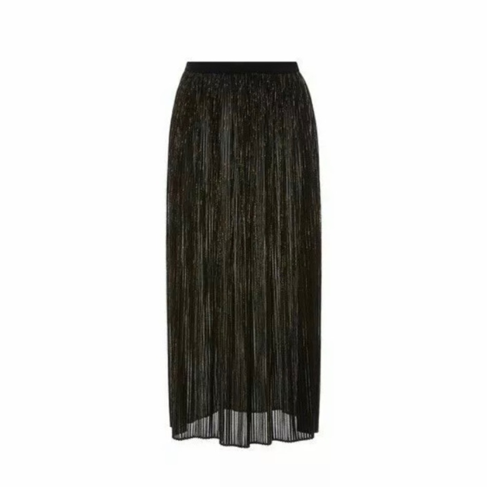 Rosetta Getty Black Iridescent Lurex Mesh Plisse Midi Skirt Size 6